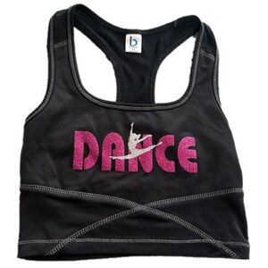 Black Dance‎ Top with Pink Glitter Logo